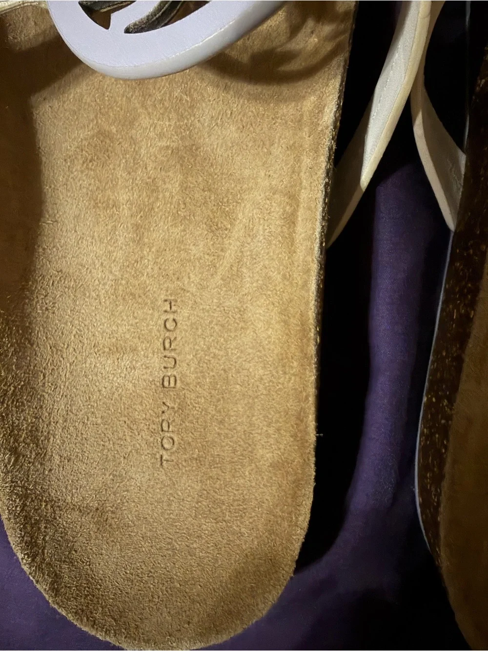 Tory Burch Miller Cloud Sandals with Lavender Logo Size 10.5